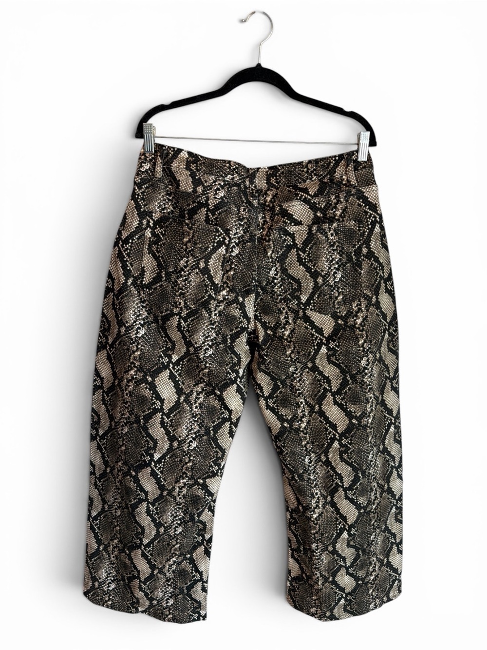 Anniewear Barrel Snake Print Pants Size XL Black Brown High Rise Cropped NEW - Picture 8 of 13
